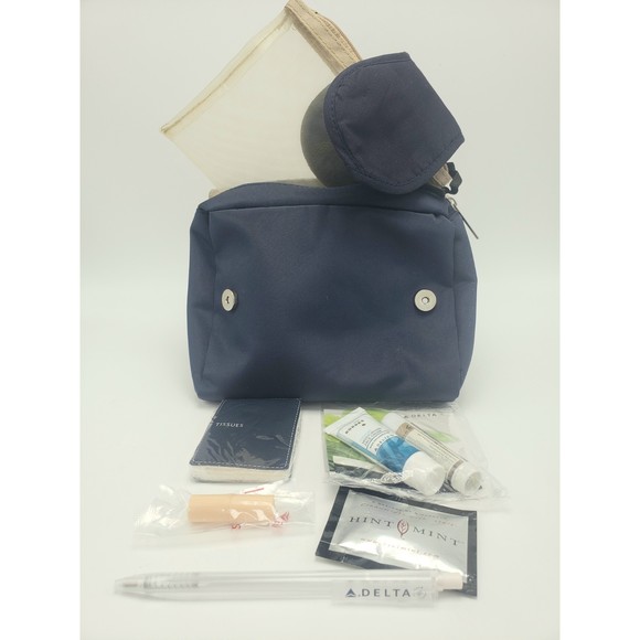 Delta Airlines Amenity Kit Flap Zip Bag Removable Mesh Insert New Sealed - Picture 8 of 8